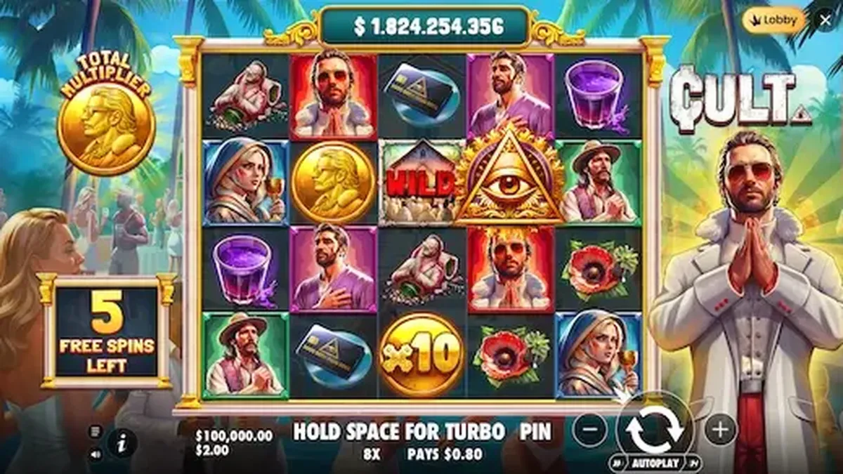 Tampilan visual slot Cult dengan nuansa okultisme dan simbol ritual