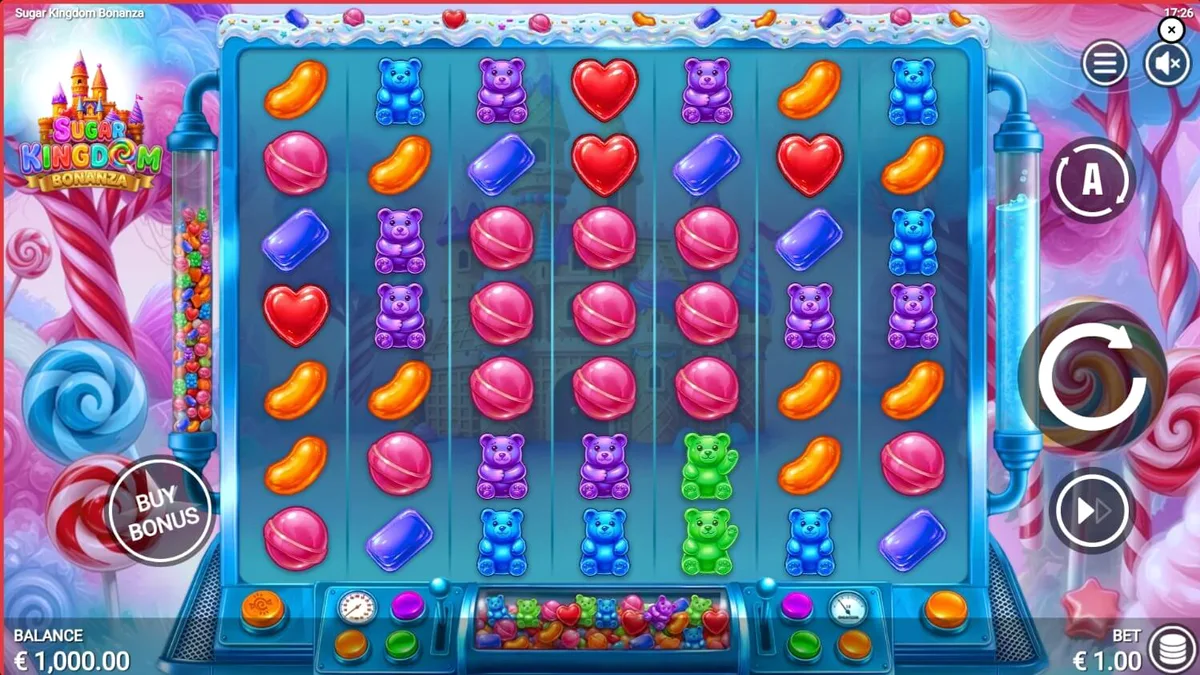 Tampilan visual ceria dari slot Sugar Kingdom Bonanza dengan tema permen.